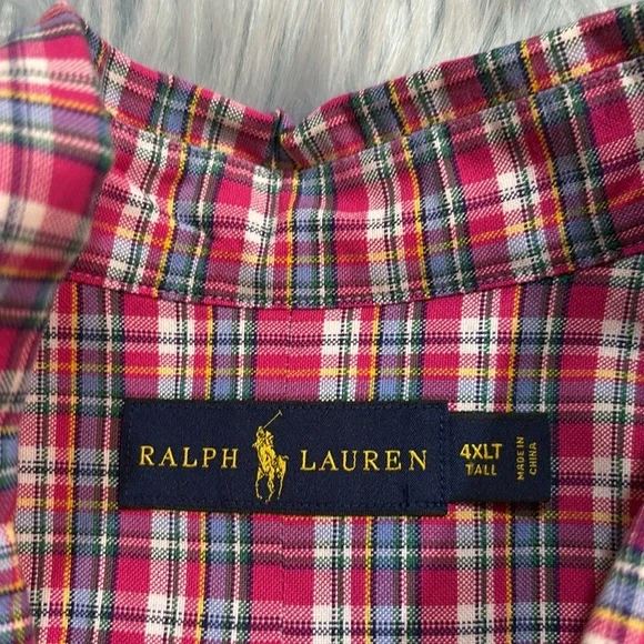Ralph Lauren Pink Blue Check Classic Button Down Shirt sz 4XLT - Picture 7 of 10